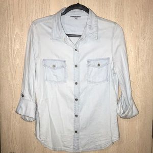 Light denim wash button up